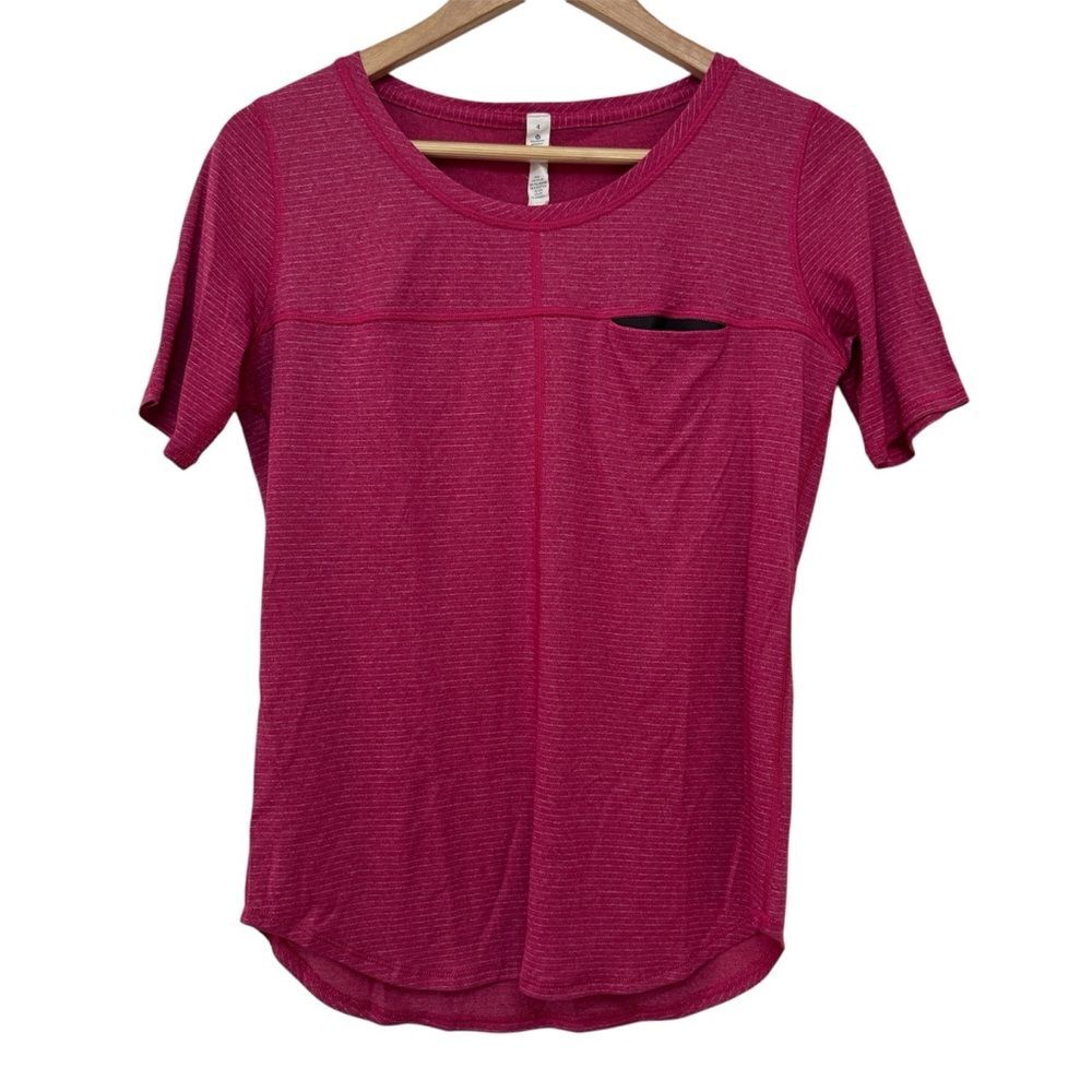 Lululemon Berry Pink Striped Tee Size 4